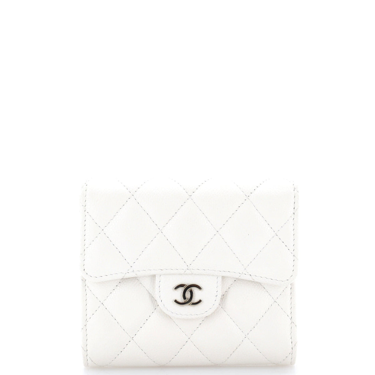 CC Compact Classic Flap Wallet Quilted Caviar
