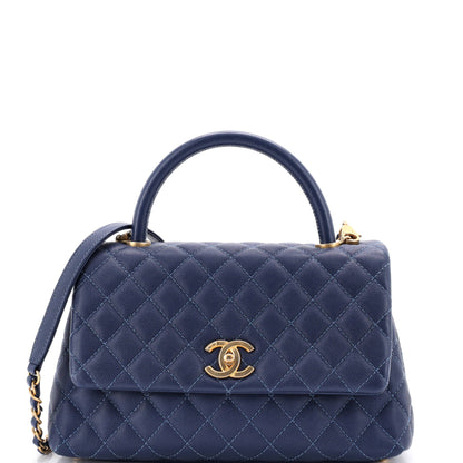 Coco Top Handle Bag Quilted Caviar Small