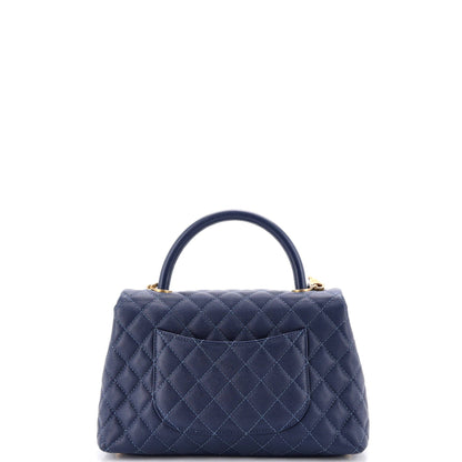 Coco Top Handle Bag Quilted Caviar Small