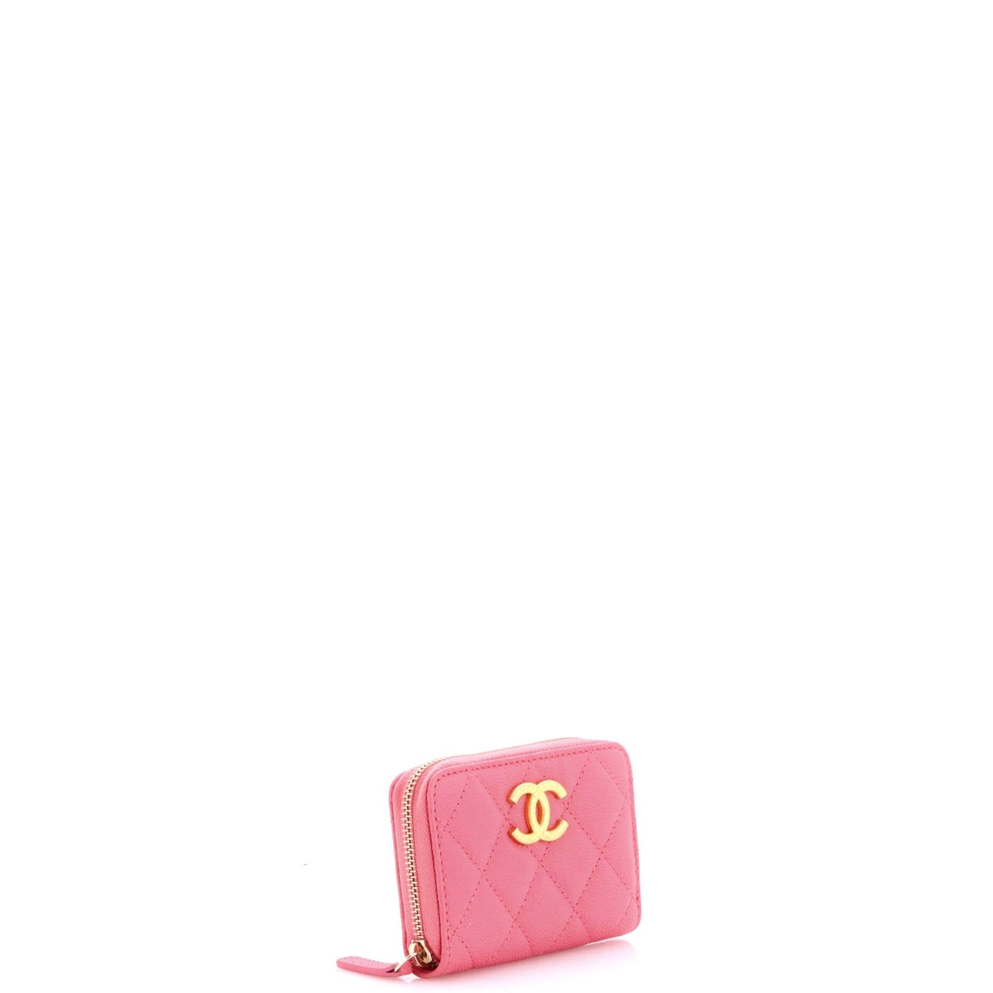 Textured CC Zip Coin Purse Quilted Caviar Small
