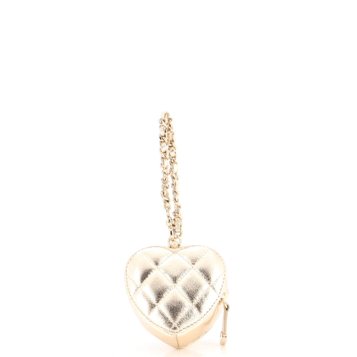 Heart Bag Charm Quilted Lambskin