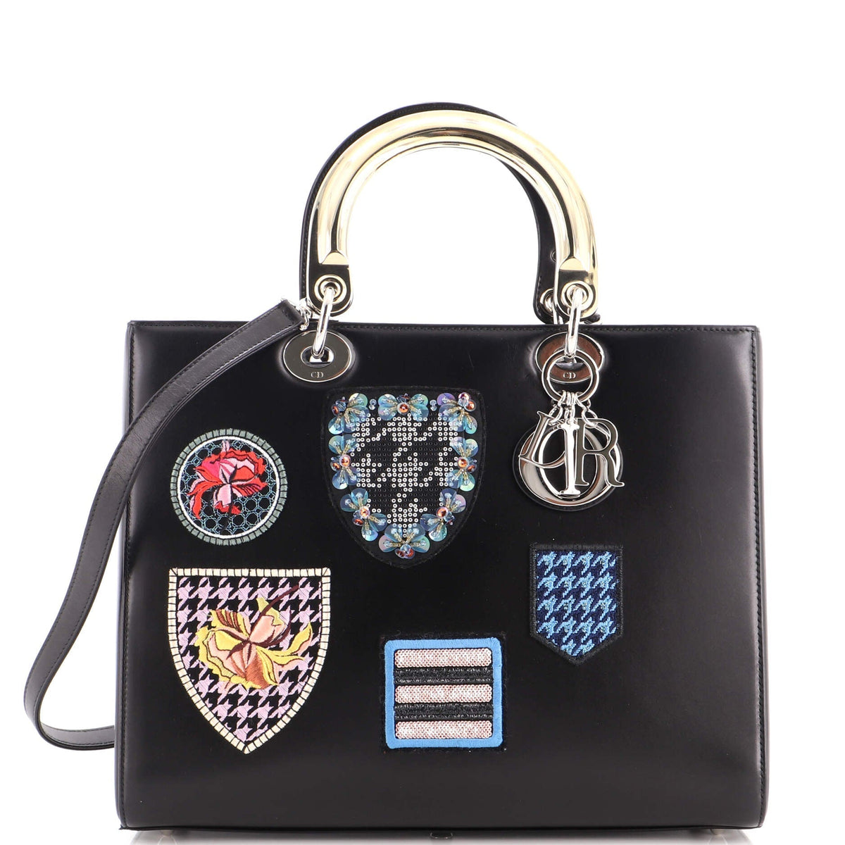 Lady Dior Bag Patch Embellished Leather Large