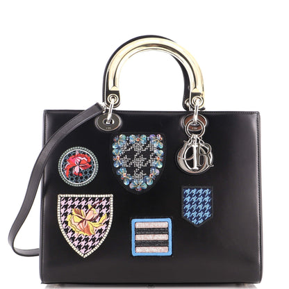 Lady Dior Bag Patch Embellished Leather Large