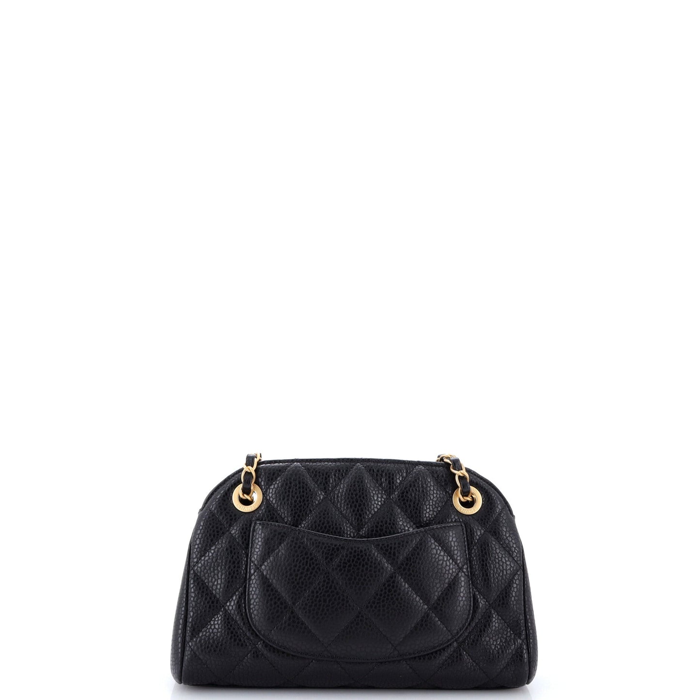 CC Compartment Chain Bowler Bag Quilted Caviar Small