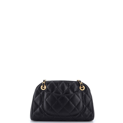 CC Compartment Chain Bowler Bag Quilted Caviar Small