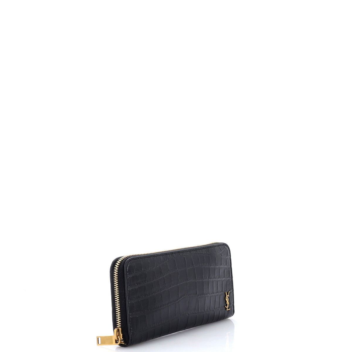 Tiny Classic Monogram Zip Around Wallet Crocodile Embossed Leather Long