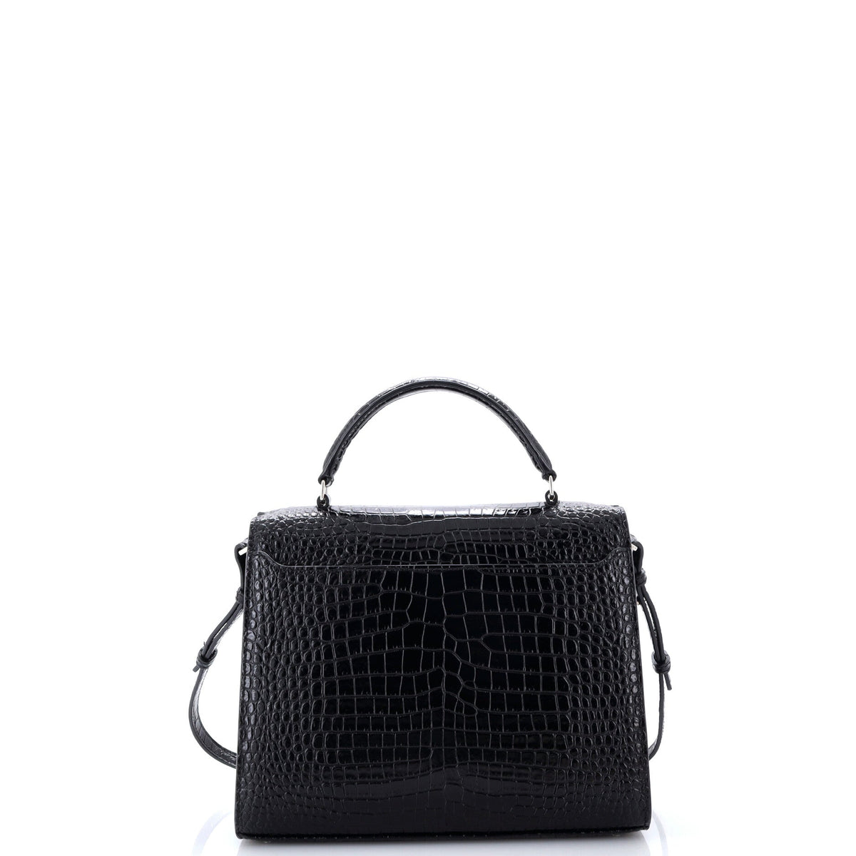 Cassandra Top Handle Bag Crocodile Embossed Leather Medium
