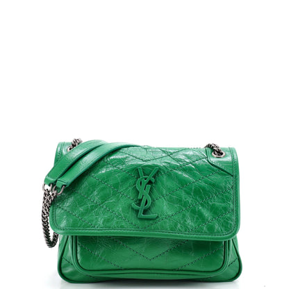 Niki Chain Flap Bag Matelasse Chevron Leather Baby