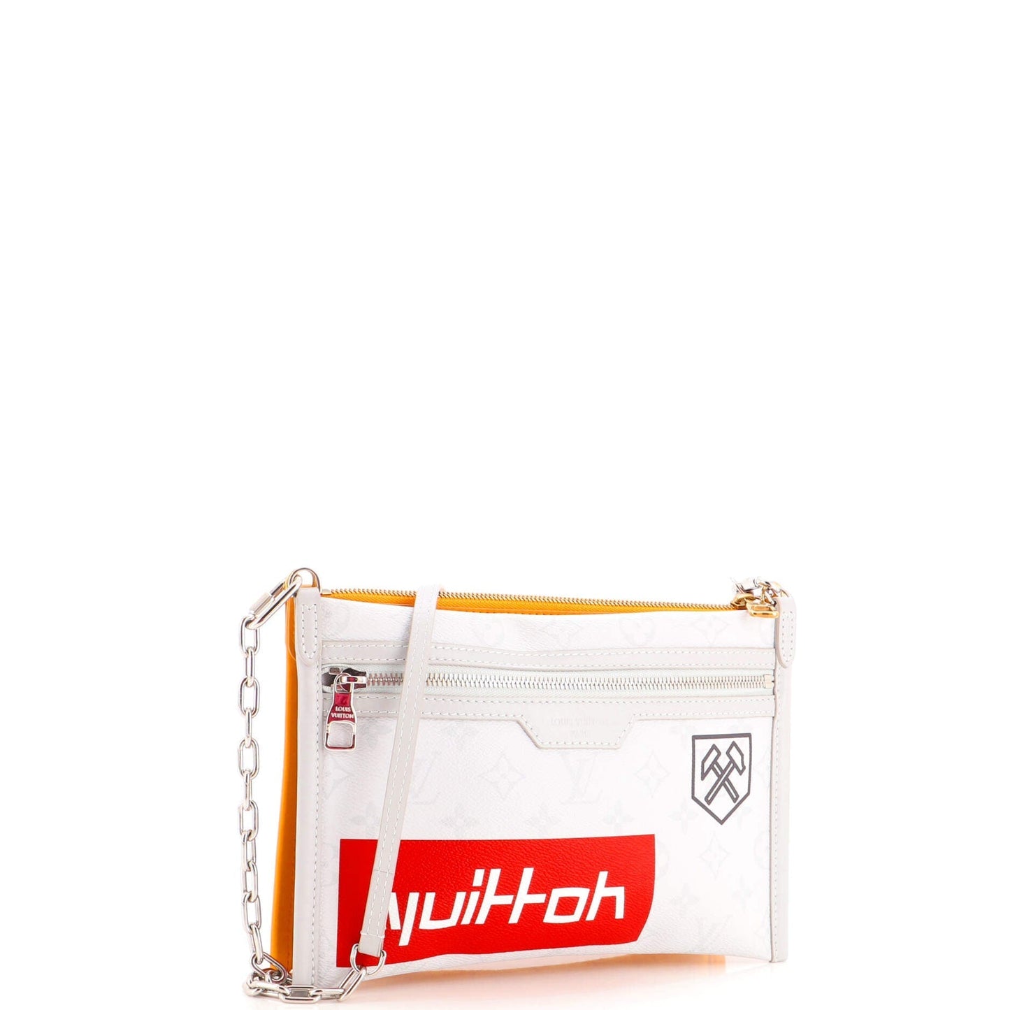Double Flat Messenger Bag Limited Edition Logo Story Monogram Canvas and Denim