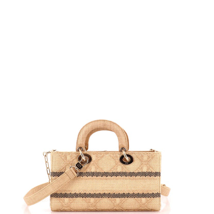 Lady D-Joy Bag Cannage Embroidered Raffia Medium