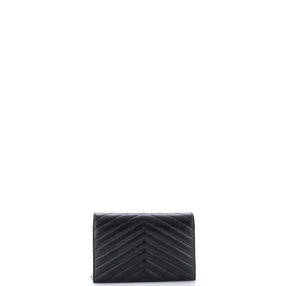 Classic Monogram Wallet on Chain Matelasse Chevron Leather Small