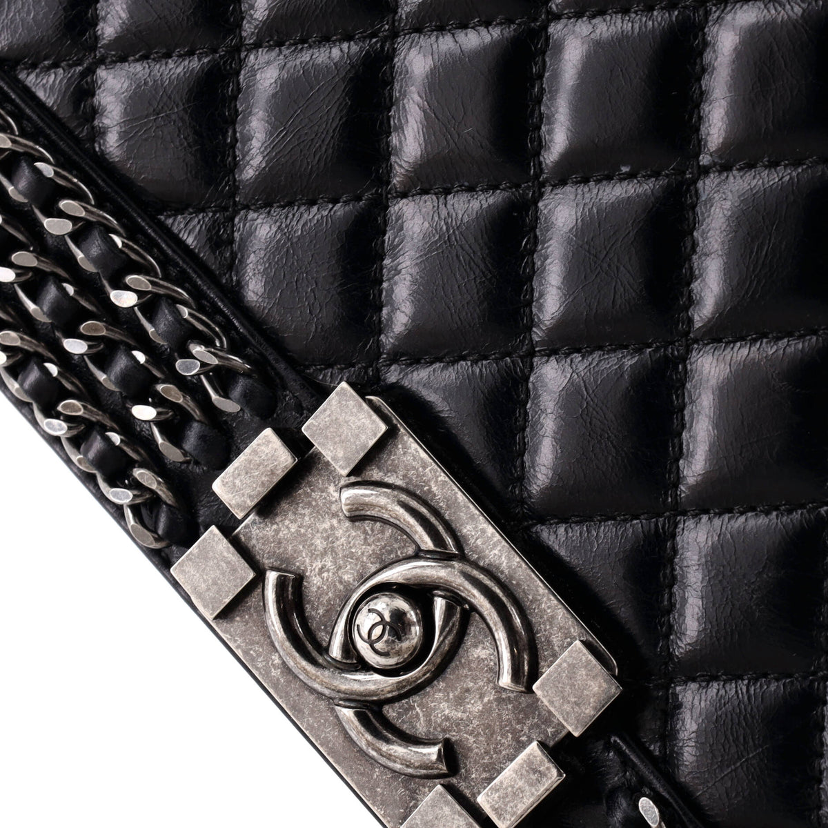 Chained Boy Flap Bag Quilted Glazed Calfskin Old Medium