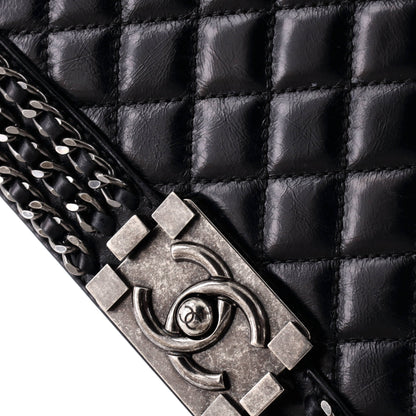 Chained Boy Flap Bag Quilted Glazed Calfskin Old Medium
