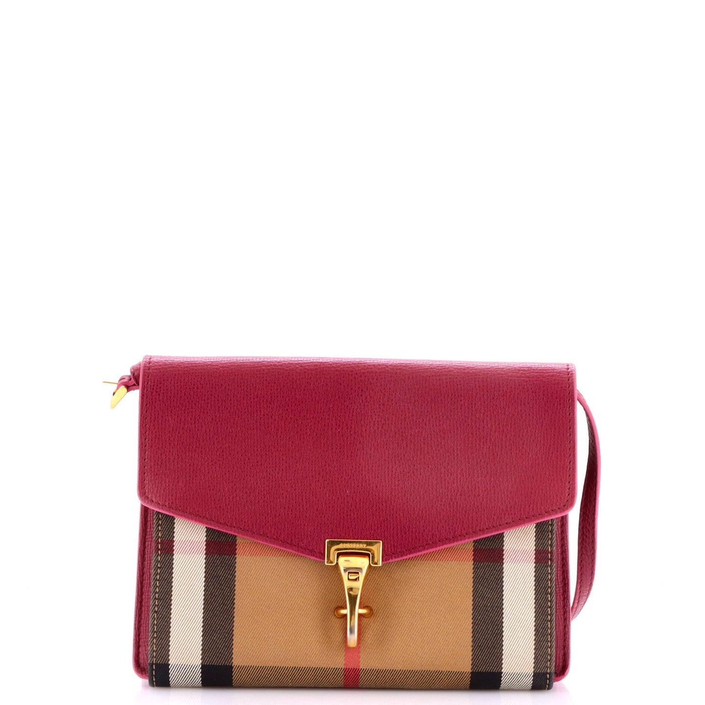 Macken Crossbody Bag Leather and House Check Canvas Small