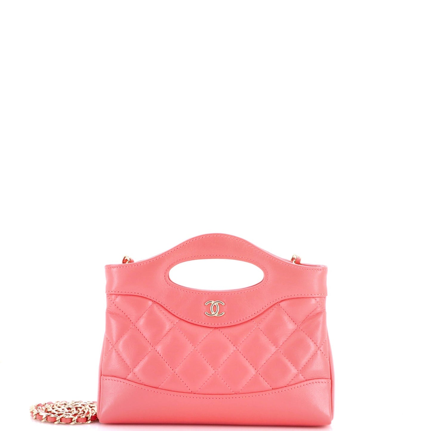 31 Shopping Bag Clutch with Chain Quilted Lambskin Small