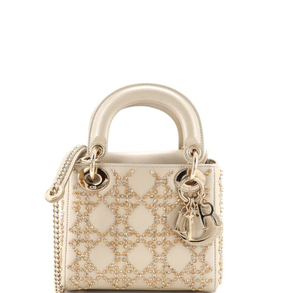 Lady Dior Chain Bag Crystal Embellished Cannage Quilt Leather Mini