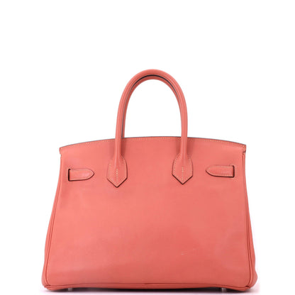 Birkin Handbag Blush Swift with Palladium Hardware 30