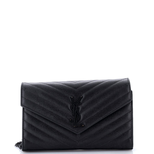 Classic Monogram Wallet on Chain Matelasse Chevron Leather Medium