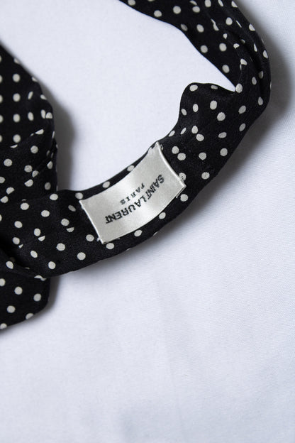Saint Laurent, skinny black dotted silk scarf