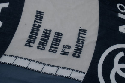 Chanel, Cashmere CC Cinema scarf in blue and white