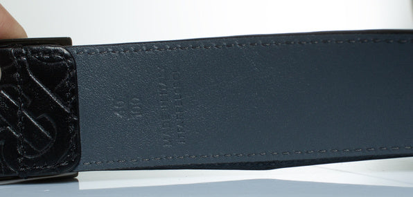 Burberry, B embossed leather belt in black