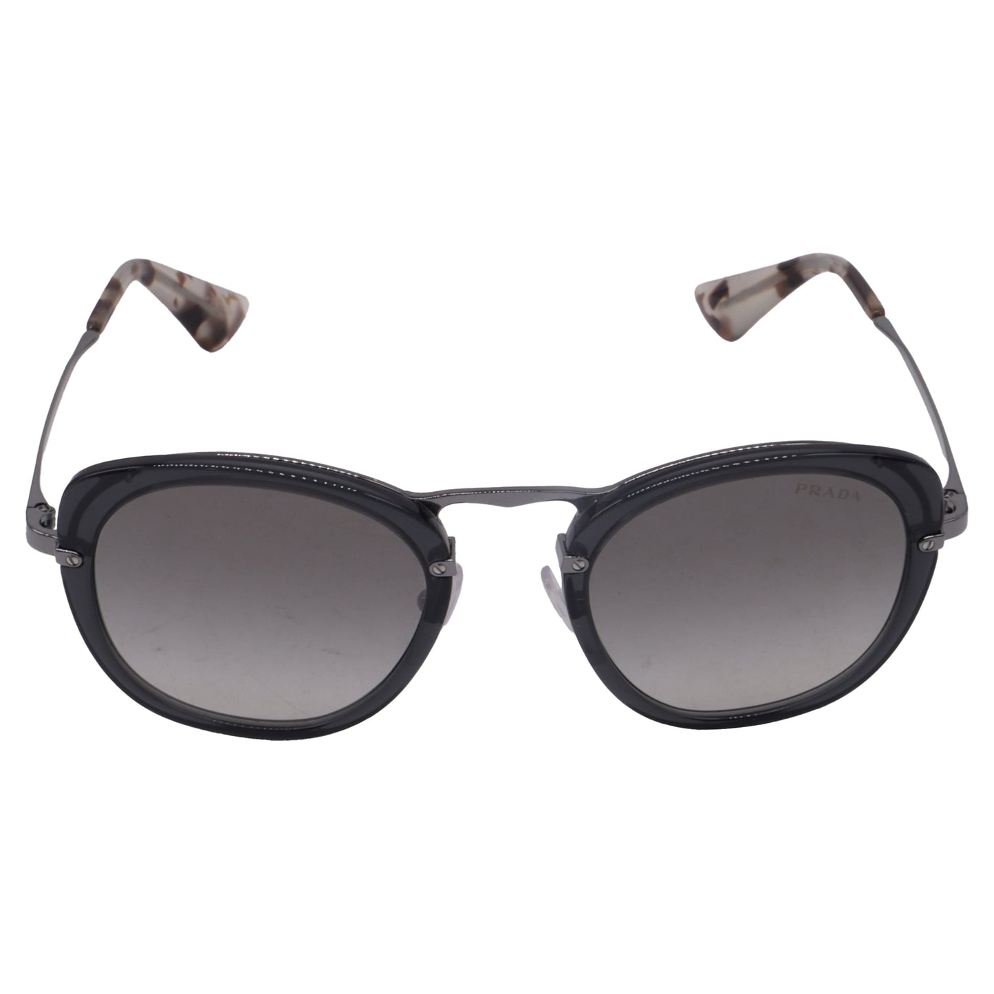 Prada Catwalk SPR58U Oval Sunglasses in Grey Metal