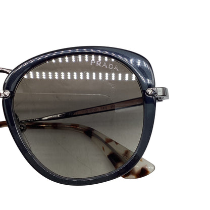 Prada Catwalk SPR58U Oval Sunglasses in Grey Metal