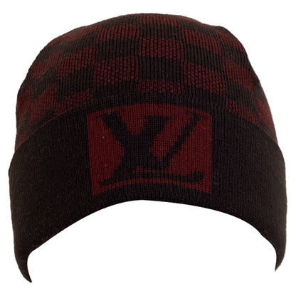 Louis Vuitton Damier Beanie in Burgundy Wool