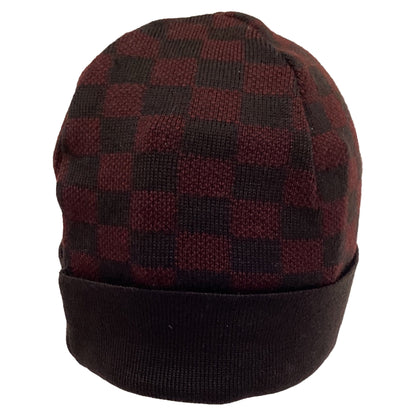 Louis Vuitton Damier Beanie in Burgundy Wool