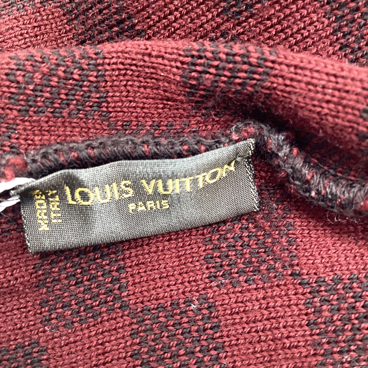 Louis Vuitton Damier Beanie in Burgundy Wool