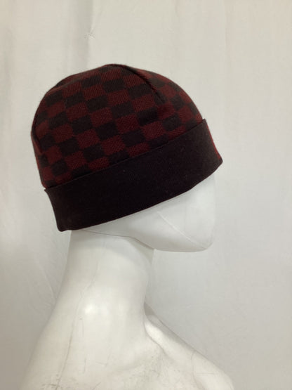 Louis Vuitton Damier Beanie in Burgundy Wool