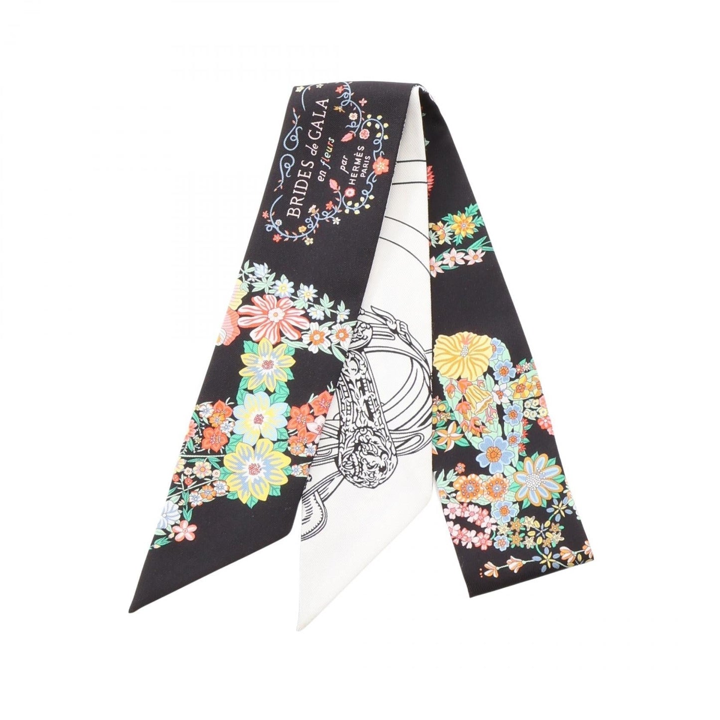Hermes Brides de Gala en Fleurs Silk Twilly Scarf