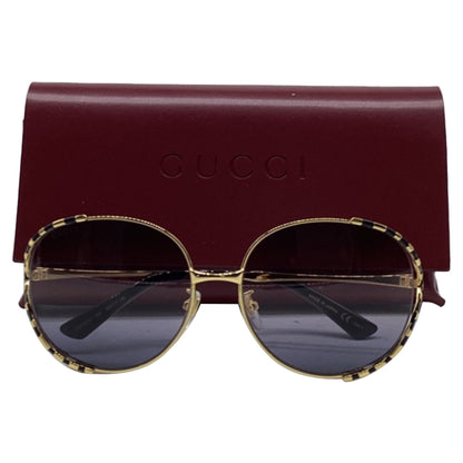Gucci GG0595S Bamboo Round-Framed Sunglasses in Gold Metal