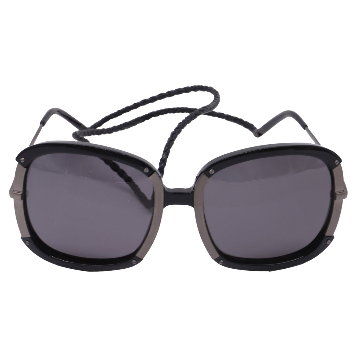 Bottega Veneta Square Sunglasses in Black Metal