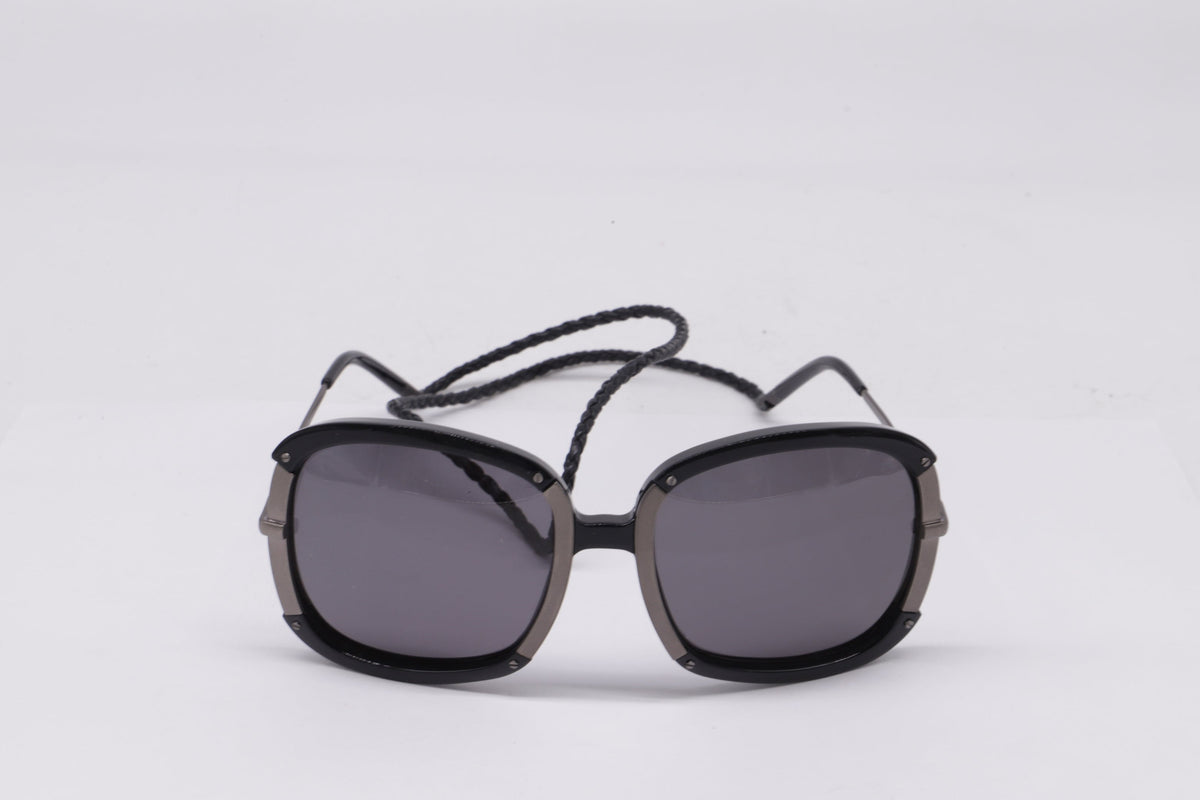 Bottega Veneta Square Sunglasses in Black Metal