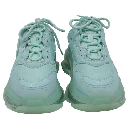 Women's Balenciaga Triple S Clear Sole Sneakers in Mint Polyester