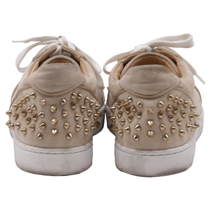 Women's Christian Louboutin Louis Junior Spikes Sneakers in Beige Suede