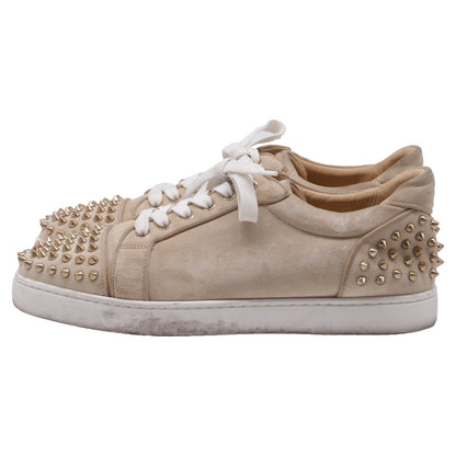 Women's Christian Louboutin Louis Junior Spikes Sneakers in Beige Suede