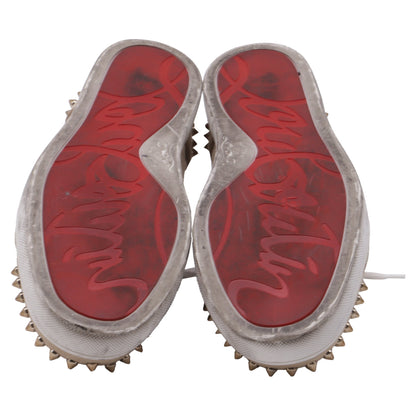 Women's Christian Louboutin Louis Junior Spikes Sneakers in Beige Suede