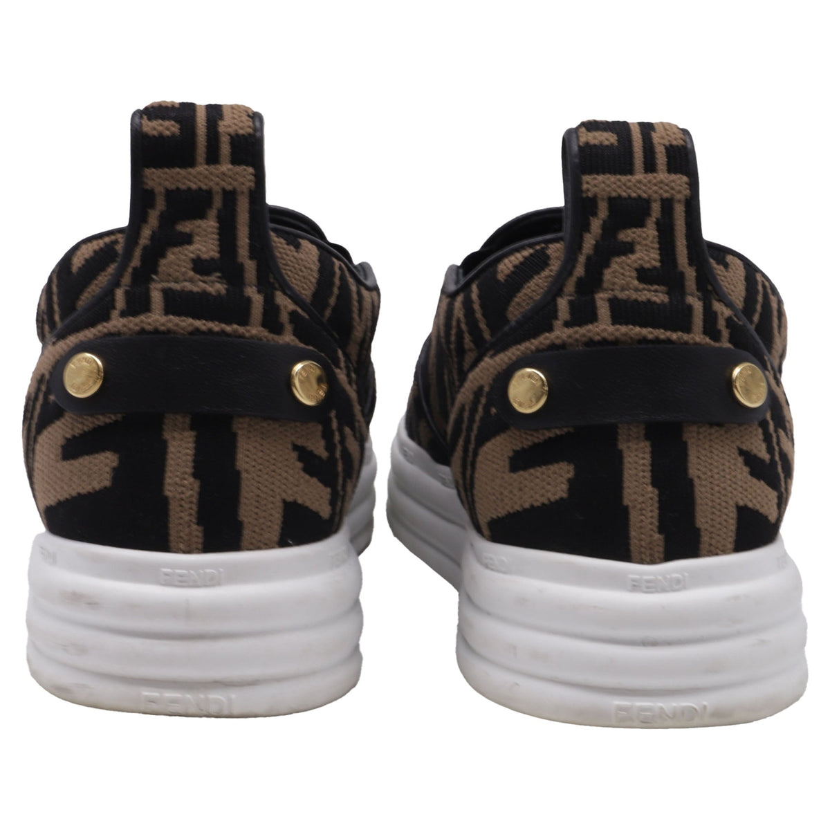 Women's Fendi Rise Brand-Pattern Stretch-Woven Low-Top Skate Shoes in Brown Canvas