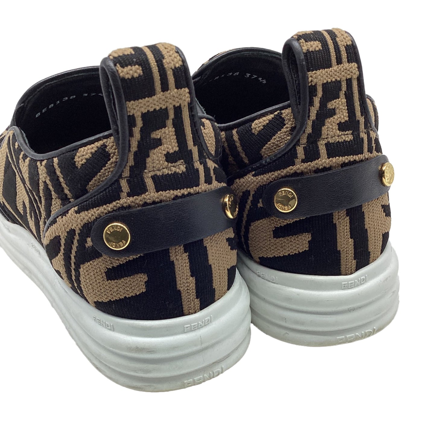 Women's Fendi Rise Brand-Pattern Stretch-Woven Low-Top Skate Shoes in Brown Canvas