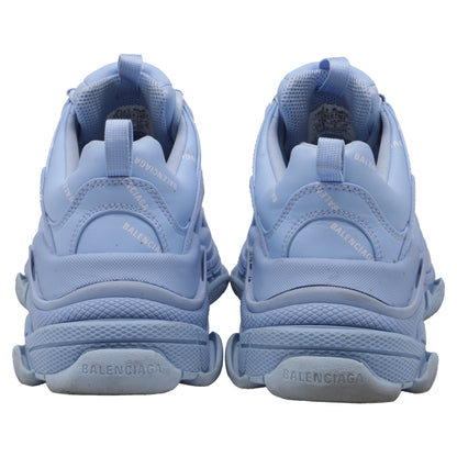 Women's Balenciaga All Over Logo Triple S Sneakers in Light Blue Polyester