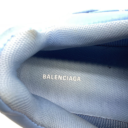 Women's Balenciaga All Over Logo Triple S Sneakers in Light Blue Polyester