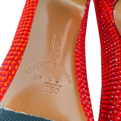 Women's Ferragamo Red (1960) Crystal Embellished Pumps in Red Satin
