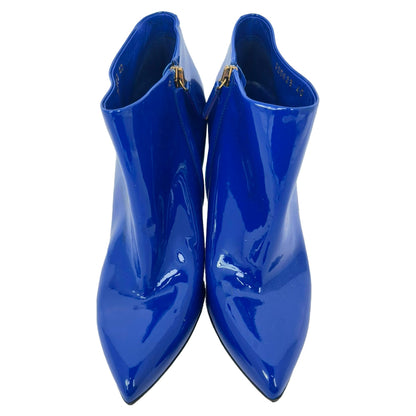 Women's Gucci Pointed Toe Ankle Boots in Blue Patent Leather