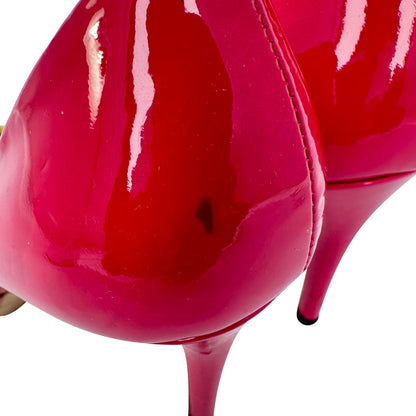 Women's Gucci New Hollywood Horsebit Peep Toe Pumps in Pink Patent Leather