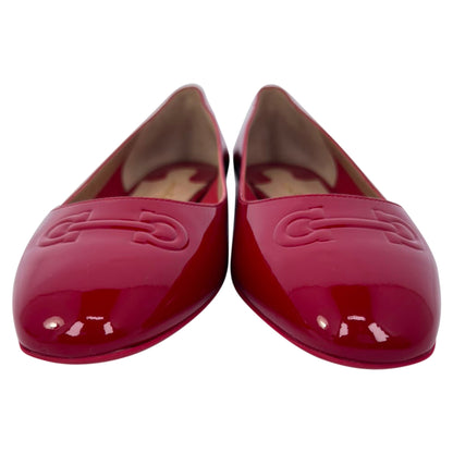 Women's Salvatore Ferragamo Horsebit Ballet Flats in Burgundy Patent Leather
