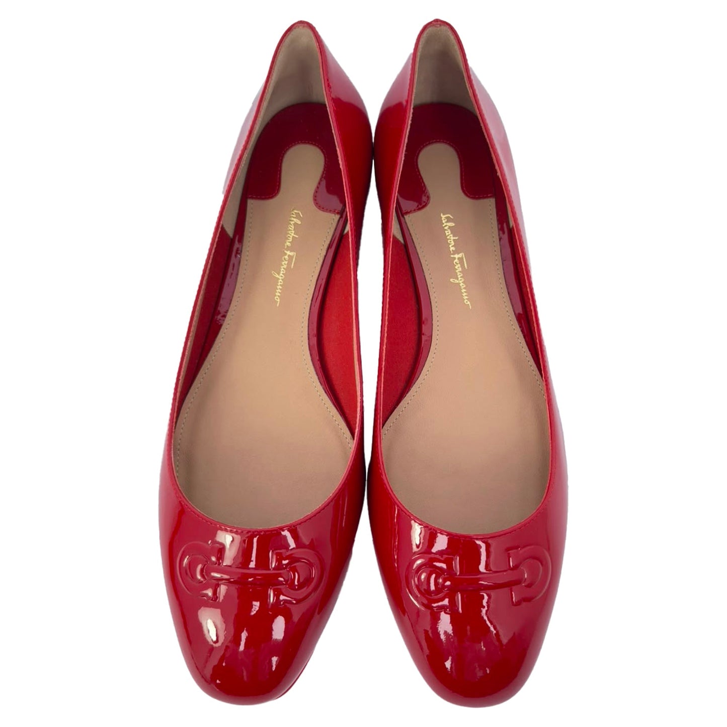 Women's Salvatore Ferragamo Horsebit Ballet Flats in Burgundy Patent Leather