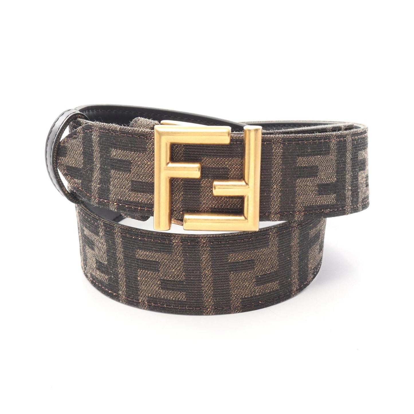 Fendi FF Logo Reversible Leather Canvas Belt