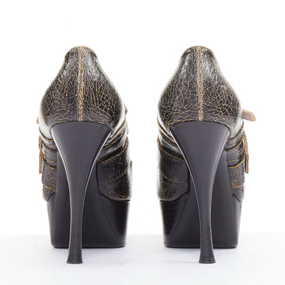 Women's Miu Miu Leather Triple Strap Platform Heels